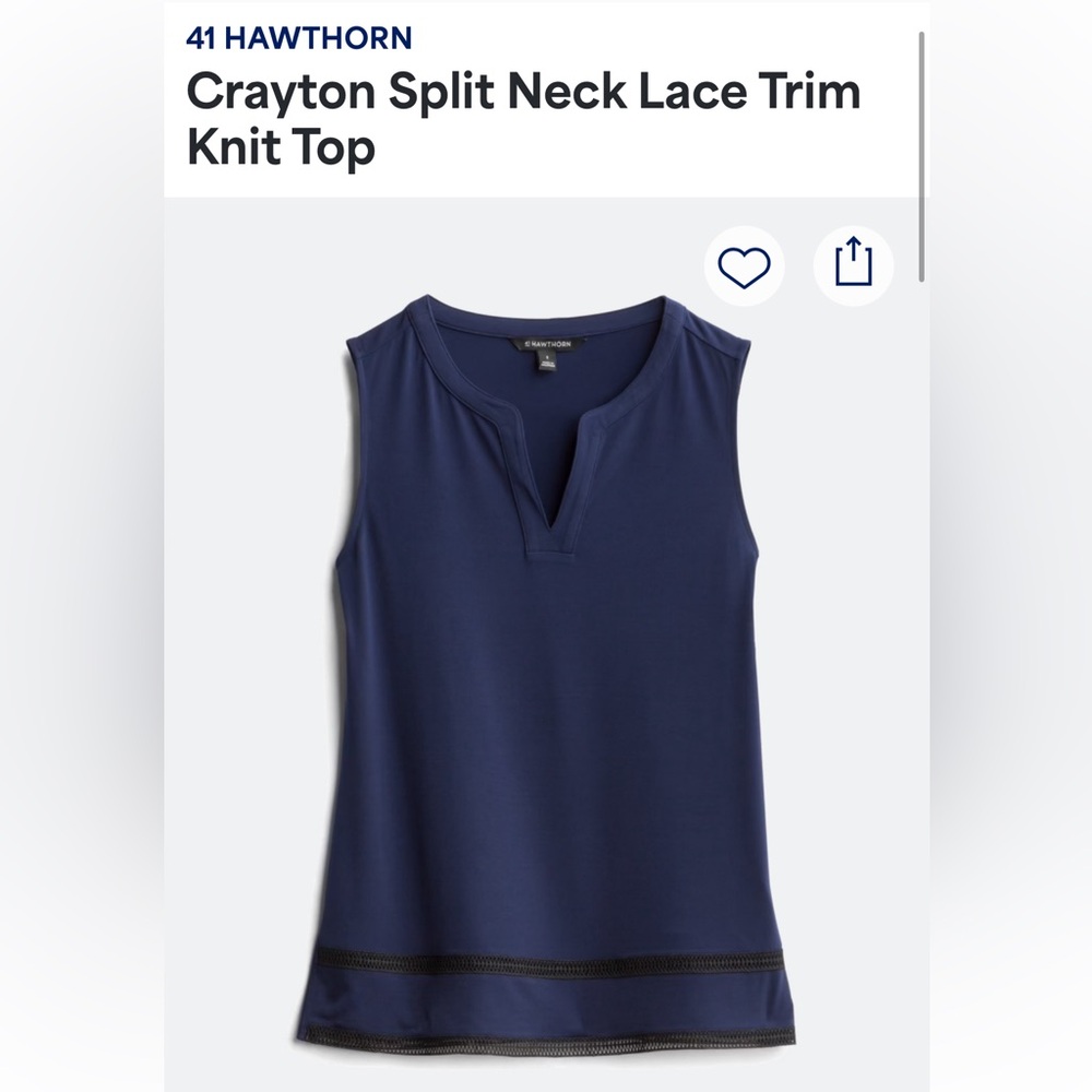 41 Hawthorn Blue Lace Trim Sleeveless Top